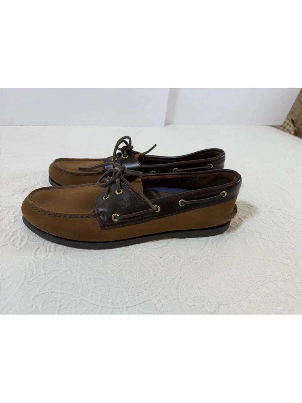 Mens Sperry Top-Sider Dark Brown / Blk 2Eye  NWOB Size 14 M Leather